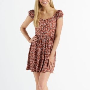 "Sequin Hearts" Floral button flare dress